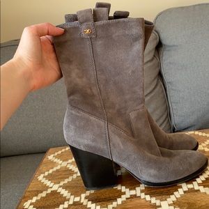 Gray suede Cole Haan western booties